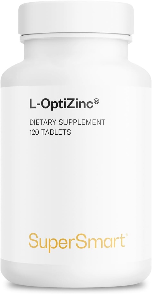 SuperSmart - L-OptiZinc 30mg per Day (Patented & Highly Bio available) - Çinko Methionine Supplement - Natural Sweet Taste | Non-GMO & Gluten Free - 120 Tabletler