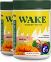 Wake Antioxidant Super Greens,Greens Powder to Reduce Bloat, Spirulina & Chlorella, Vitamin B12, Non-GMO, Healthy Digestion for Women, Enzymes, Probiotics, Acai Berry & Camu Camu, 2 pcs for 1 cost
