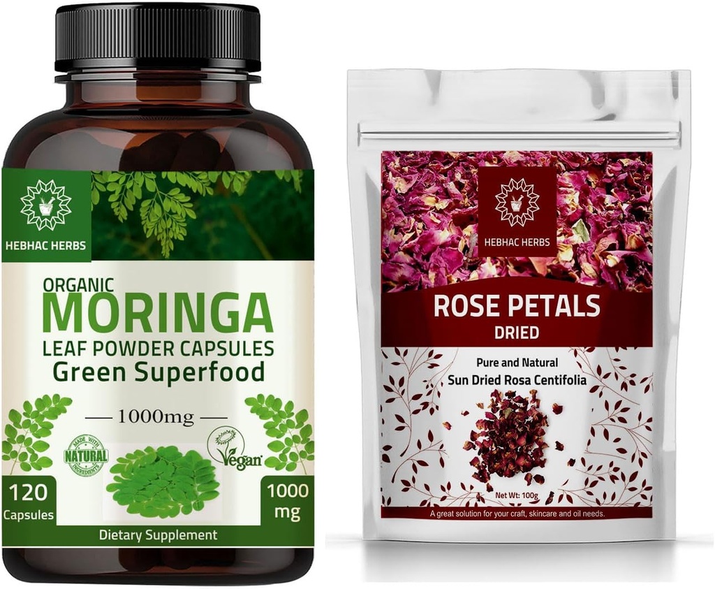 Moringa Κάψουλες 120 Κάψουλες και Rose Petal Αποξηραμένα 200g