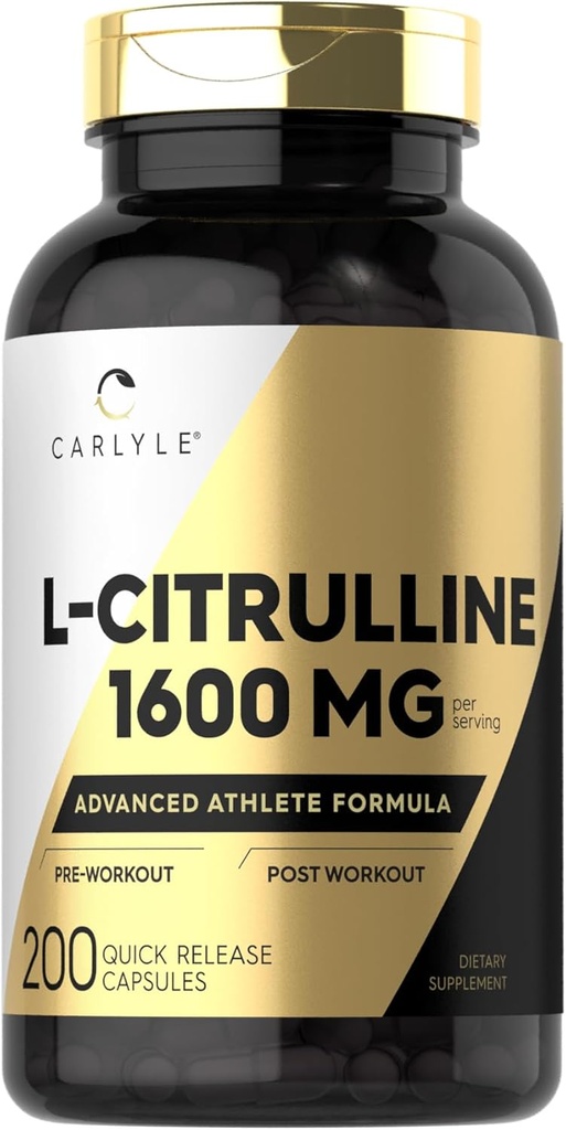 Carlyle L Citrulline Supplement | 1600 mg | 200 Toz Kapsülleri | Erkekler ve Kadınlar için | Gelişmiş Sporcu Formula | Non-GMO & Gluten Ücretsiz