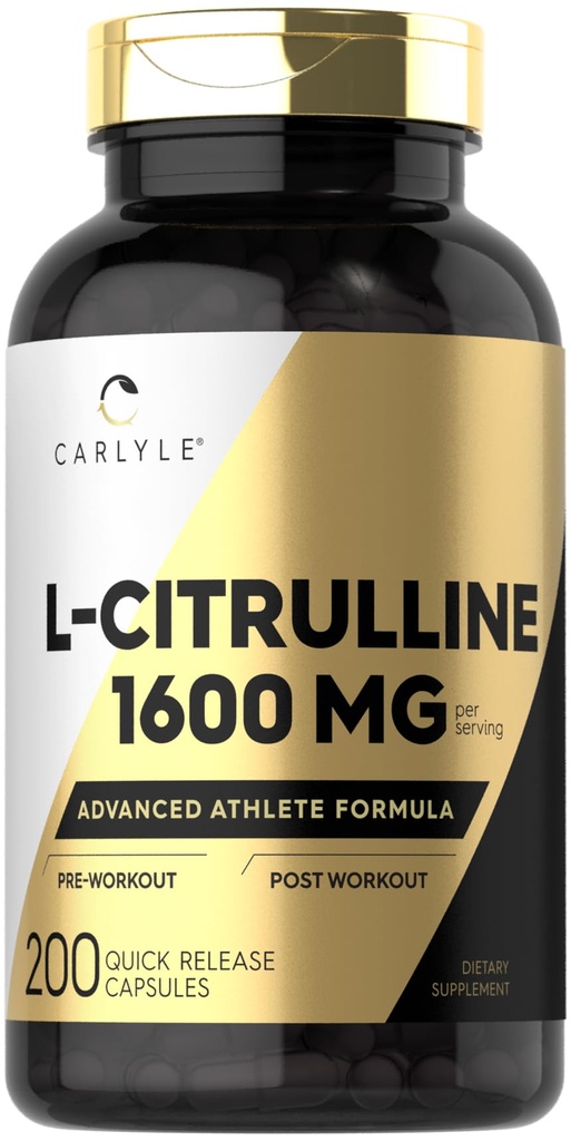 Carlyle L Citrulline Supplement | 1600 mg | 200 Toz Kapsülleri | Erkekler ve Kadınlar için | Gelişmiş Sporcu Formula | Non-GMO & Gluten Ücretsiz