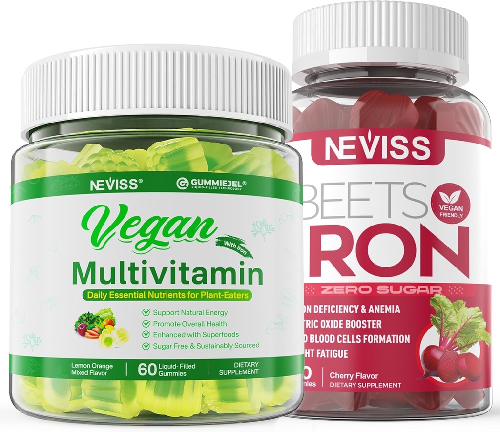 Vegan Demir Gummies, Demir, B12, A, D3, K2, Algae Omega 3, Magnezyum, çinko, çinko