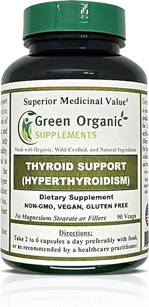 Green Organic Supplements Thyroid & Hyperthyroidism, High Absorbable, Non-GMO, Gluten-Free