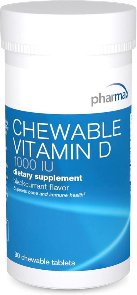 Pharmax Chewable Vitamin D (1000 IU) | Kemiklerin ve Dişlerin Gelişimi ve Bakımı | 90 Chewable Tabletler