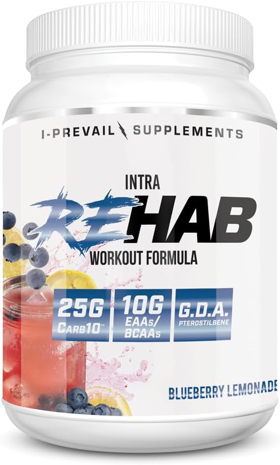 Rehab High Performance Intraworkout Formula 10g BCAA & EAA – Carb10 | Gelişmiş Kurtarma ve Hydration | Keto Friendly | 25 Hizmet (Maviberry Lemonade, 25 Hizmet)