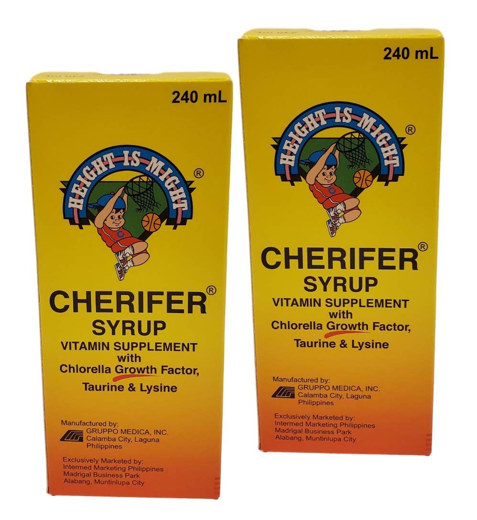 2 Cherifer Syrup Chlorella αυξητικός παράγοντας, Ταυρίνη & Λυσίνη 240ml κάθε