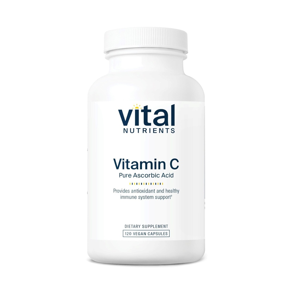 Vital Nutrients C 1000 mg (% 100 Pure Ascorbici) | Immune Support and Iron Abors* | Gluten, Süt ve Soy Free | Non-GMO | 120 Capsules