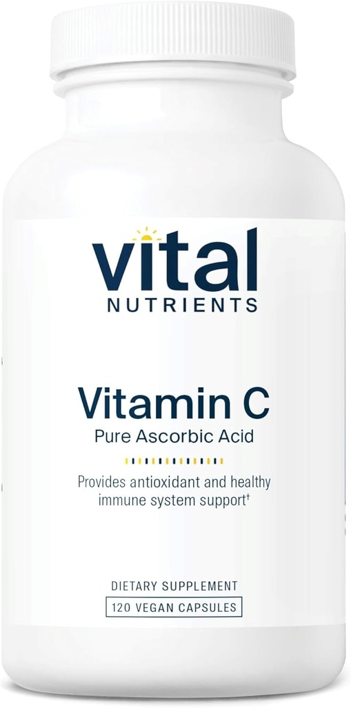 Vital Nutrients C 1000 mg (% 100 Pure Ascorbici) | Immune Support and Iron Abors* | Gluten, Süt ve Soy Free | Non-GMO | 120 Capsules
