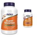 NOW Συμπληρώματα, Super Enzymes, Formulated with Bromelain, Ox Bile, Pancreatin και Papain,180 Κάψουλες & Συμπληρώματα, MagteinTM με πατενταρισμένη μορφή μαγνησίου (Mg), Γνωστική Υποστήριξη*, 90 Veg Κάψουλες