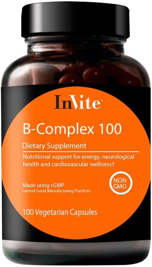 Invite Health B-Complex 100 - Supports Mood, Energy, Immune Health & General Wellness - 100 Day Supply - 100 Vegetarian Capsules