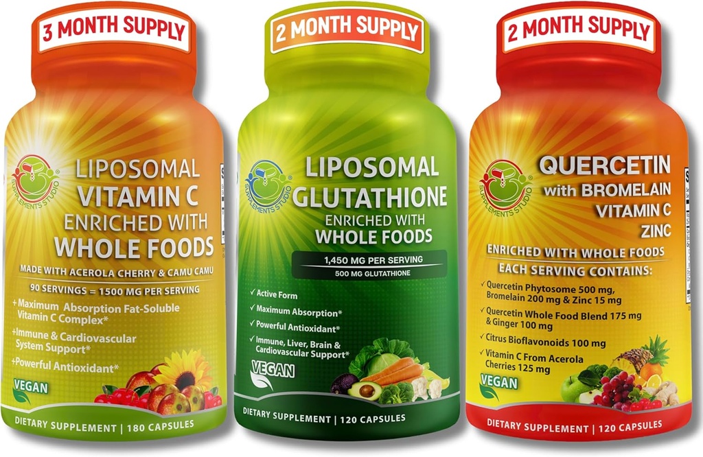 Tamam Plant-Based Antioksi & Immune Support Sche - Liposomal Vitamin C 1500 mg + Liposomal Glutathione 500 mg + Quercetin with Bromelain, çinko & C - Vegan, Geliştirilmiş Aborps