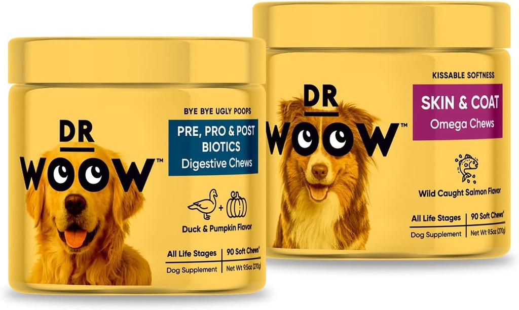 Pre, Pro, PostBiotic+ Salmon SkinHealth Soft Chew Supplement Sche - Köpek Vitaminleri, çinko, Biotin, Probiyotikler, Omega 3 Fish Oil ve Wild Alaskan Salmon Oil, Cure Itchy Skin