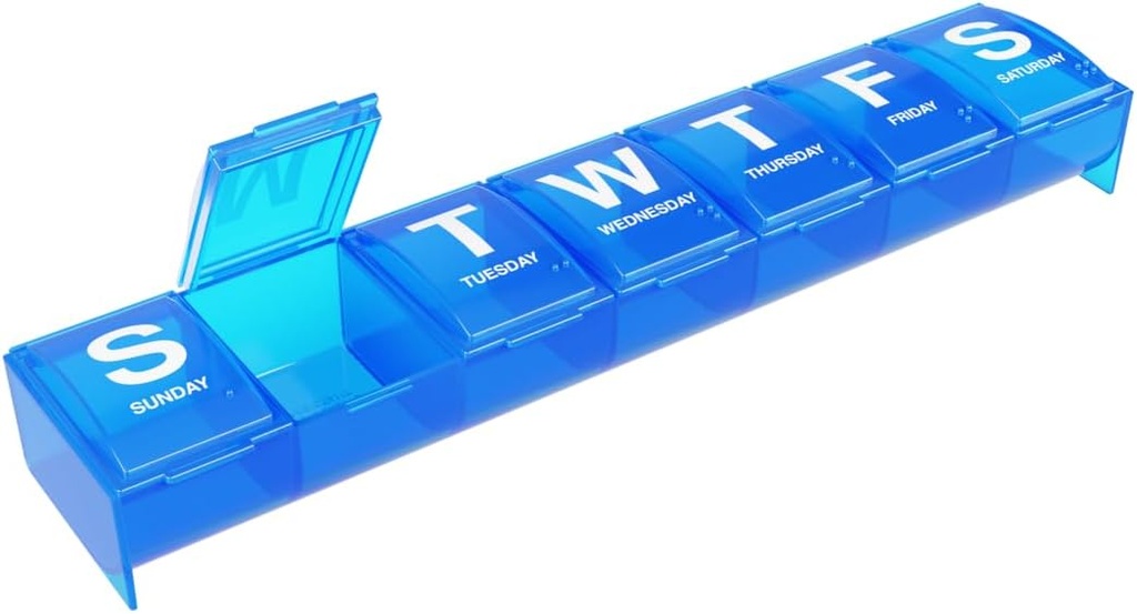 EZY DOSE Weekly (7-Day) Pill Case, Medicine Planlayıcı, Vitamin Organizer, Easy Pill Removal için 2X-Large Contouredtments for Easy Pill Removal, Color May Vary, Faraday Free