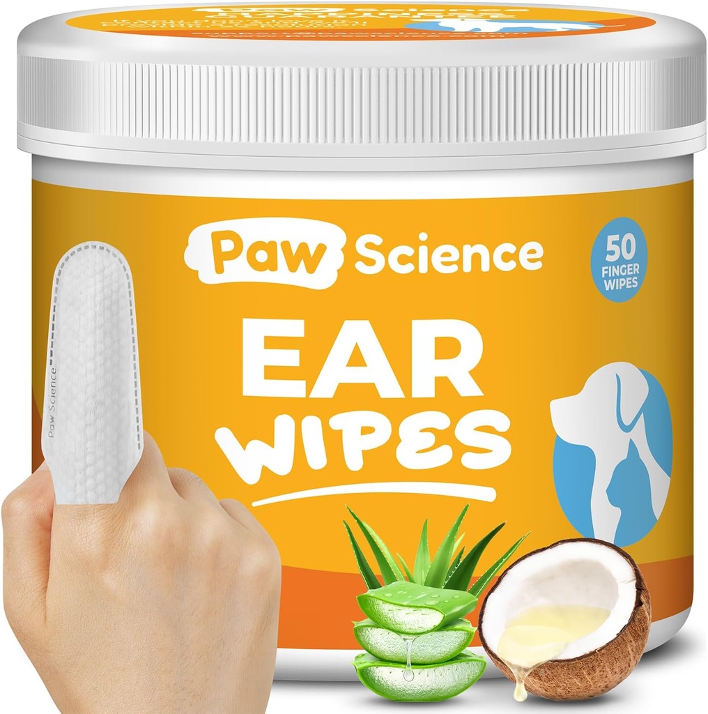 Köpek ve Kediler için Parmak Wipes - Temizlik, Soothing, & Deodoring Itchy Ears – Pet Ear Relief Çözümü (Coconut)