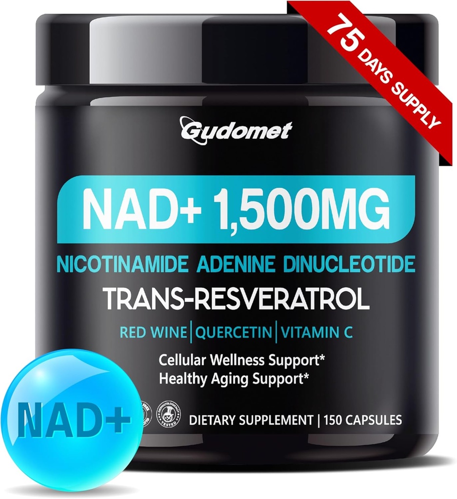 NAD + Trans-Resveratrol, Red Wine, Quercetin & Vitamin C – Destek Hücreleri Wellness & Sağlıklı Ağlama-150 Capsules- ABD'de Yapılan