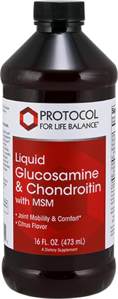 PROTOCOL FOR LIFE BALANCE Liquid Glucosamin & Chondroitin with MSM - Ortak Destek - Chondroitin MSM Tamam - Yumurta Free & Dairy Free - 16 fl oz