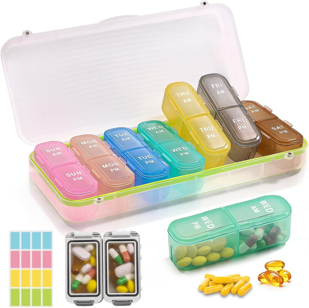 Haftalık Pill Organizer 2 Times a Day + 2 Detachable Pill Organizers Kit - AM PM Travel Pill Vitamin Medicine Supplement Fish Oil, White Daily Pill Case 2 Times a Day + 2 Detachable Pill Organizers Kit - AM PM Travel Pill Organizer for Vitamin Medicine Supplement Fish Oil, White Daily Pill Case 2 Times a Day a Day