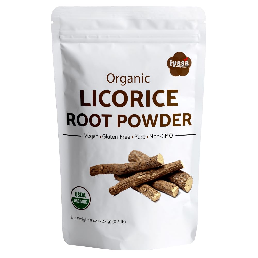 Iyasa Holistics Organic Licorice Root Toz,Mulethi,Glycyrrhiza glabra,8 oz,227 gm, Natural Waitorant,Candy Flavoring Agent,Superfood