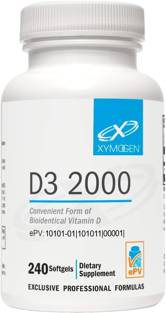 XYMOGEN D3 2000 - Bio available Vitamin D3 2000 IU (50 mcg) - Immune Health, Bone + Heart Health (240 Softgels) desteklemek için Yüksek Potency Vitamin D Supplement