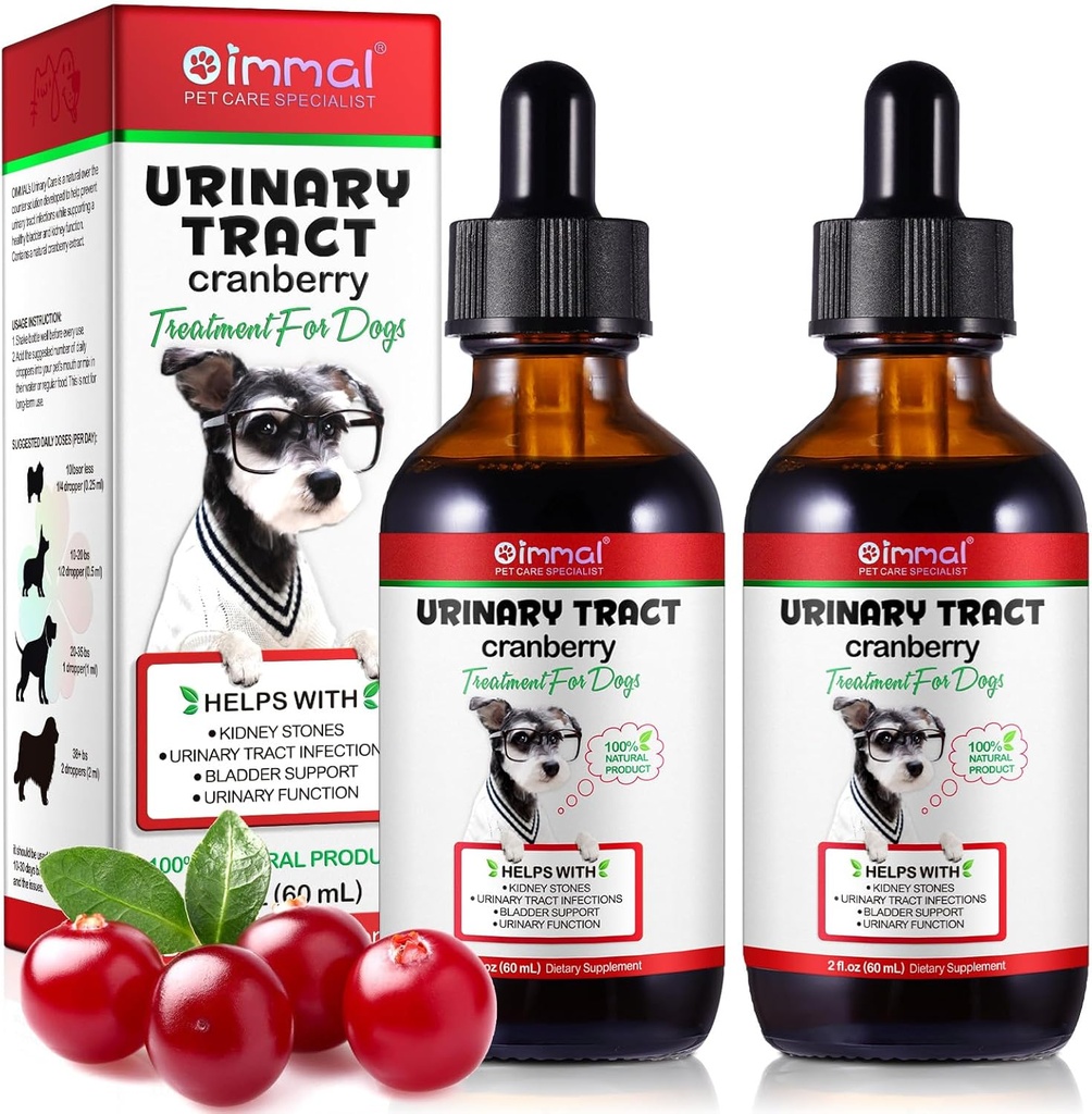 Köpek UTI Tedavisi - Urinary Tract Enfeksiyon Tedavisi, Kidney+Bladder Support Supplement, Natural Cranberry Extract for Dogs, Supports Urinary and Digestive Health (2 Fl Oz (Pack of 2))