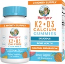 MaryRuth Organics Calcium with Vitamin D & Vitamin K2, 2μηνη προσφορά, συμπλήρωμα ασβεστίου υποστηρίζει την υγεία των οστών και κοινή υποστήριξη, με βιταμίνες D3 K2 Gummies, Vegan, μη-GMO, χωρίς γλουτένη, 60 Count