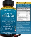 Viva Naturals Antarctic Krill Oil Omega 3 Συμπληρώματα 1250 mg - DHA EPA Omega-3 & Ασταξανθίνη Συγκέντρωση για Κοινή Υγεία, Όχι Ψάρια Burp - 60 Krll Oil Κάψουλες
