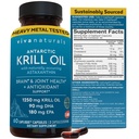 Viva Naturals Antarktika Krill Oil Omega 3 Supplements 1250 mg - DHA EPA Omega-3 & Astaxanthin Concentration for Joint Health, No Fish Burp - 60 Krill Oil Capsules