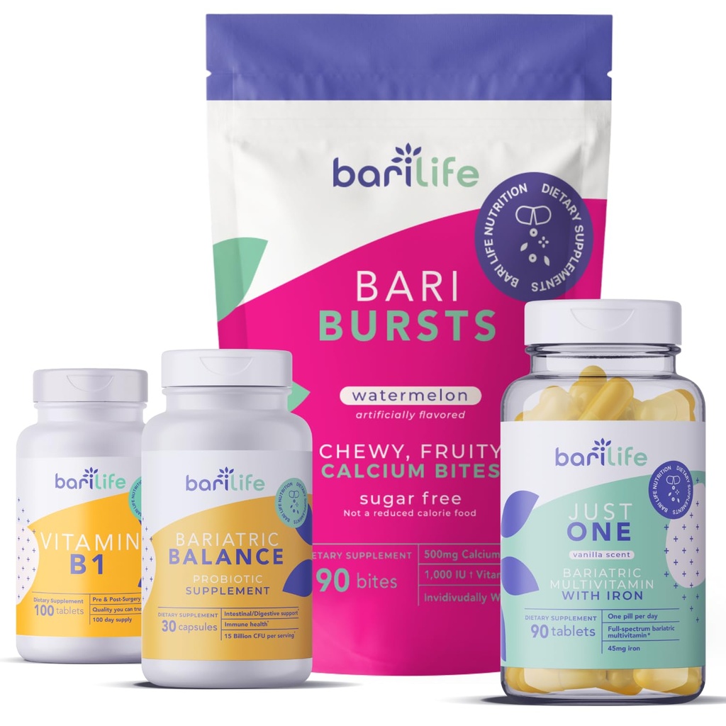 Bari Life Post-Op, Gastric Sleeve, Gastric Bypass Vitamin and Supplement Starter Kit (Watermelon)