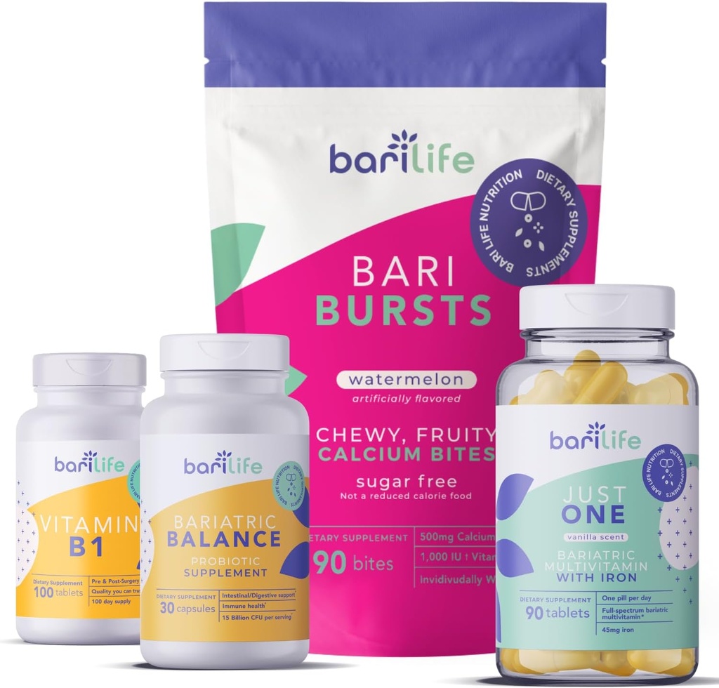 Bari Life Post-Op, Gastrik Kol, Gastrik Bypass Vitamin ve Supplement Start Kit (Watermelon)