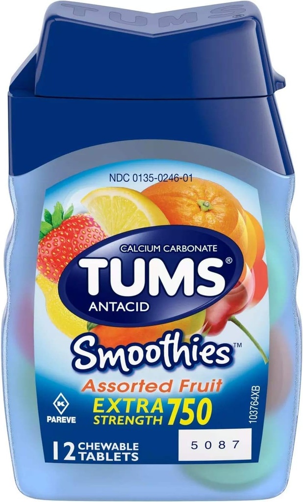 Tums Smoothies Antaciduba Supplement, 12 ct