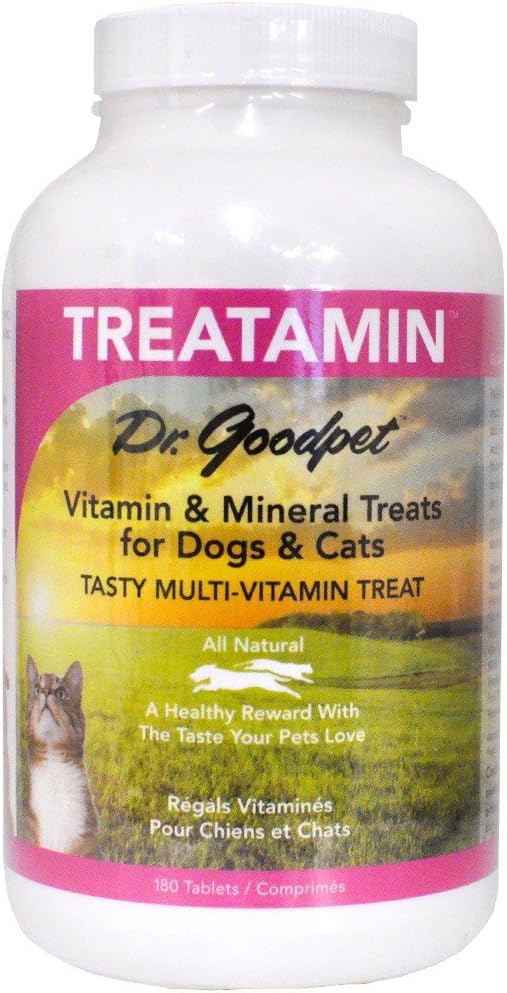 Dr. Goodpet Treatamin - Delicious All Natural Healthy Vitamin/Mineral Treats for Dogs & Cats with Goats Milk Ορός γάλακτος- 180 καρτέλες