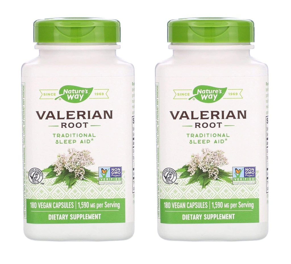 Nature's Way Valerian Root 1.590 Milligrams Geleneksel Uyku Yardımı Diyetsel Tamam (180 Vegan Capsules) Pack of 2