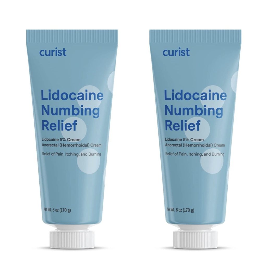 Curist %5 Lidoka Kremi En Çok OTC Güçlü Topal Ağrı Yardımı OTC - 12 oz (Pack of 2) XL Tube 5 Percent Lidoka Numbing Cream to Numb Etkili 2 Pack - 6 oz Tube)