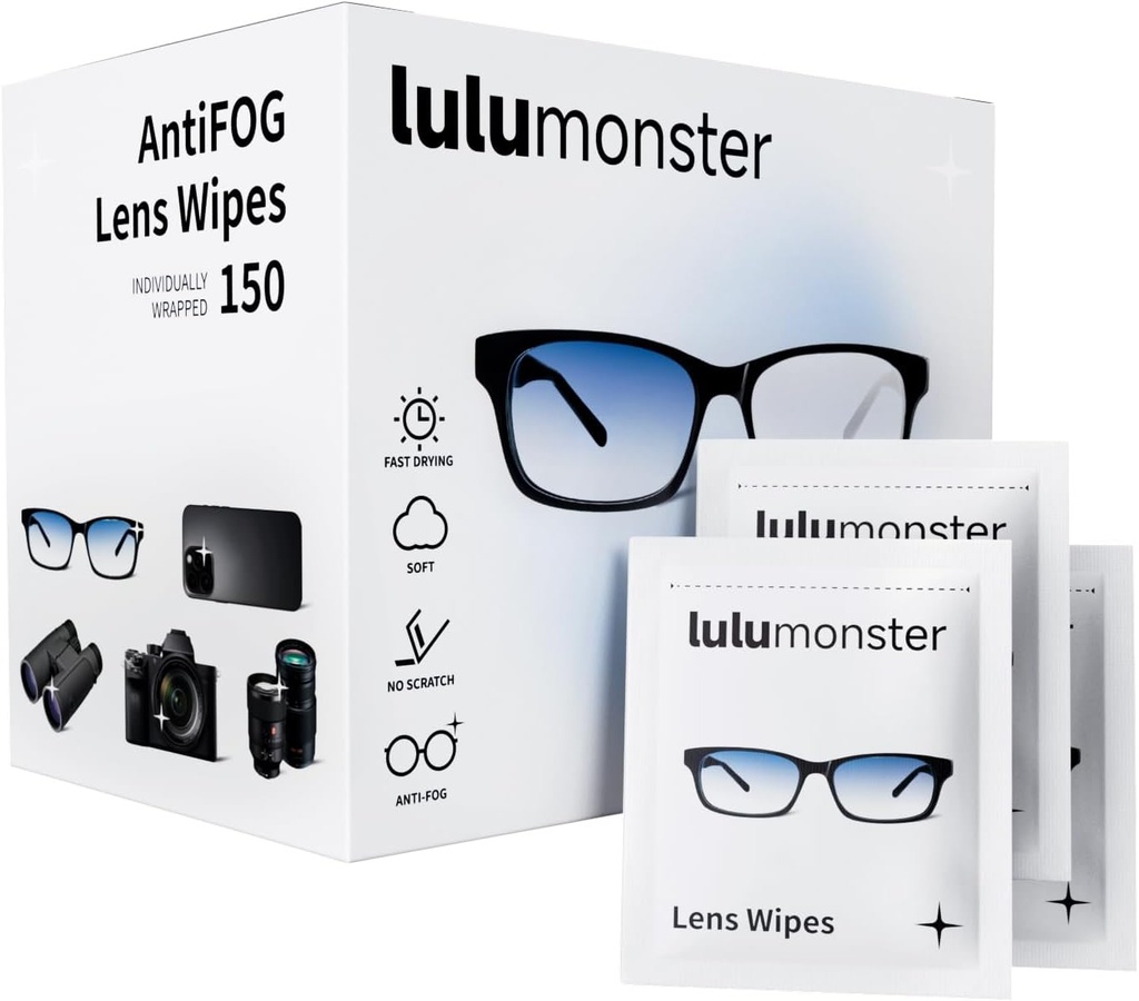 Anti Fog Lensler Lulumonster için Wipes, [150 Pre-Moistated Bireysel olarak Wipes] [Non-Scratching & Non-Streaking] daha temiz Wipes for Glass, Phone Ekran Kamera, Goggles