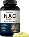 NatureBell NAC Supplement 1200 mg Per | 240 Capsules, N-Acetyl Cysteine with Quercetin | Double Strength - Support for Immune, Liver, & Lung Health