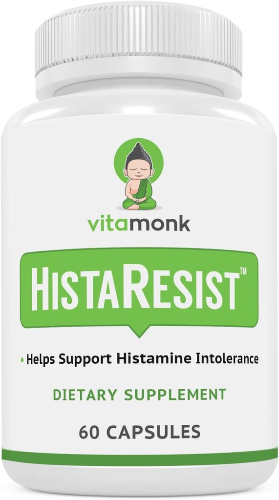 VitaMonk Histamine Blocker for Histamine intolerance - HistaResist - DAO Enzyme Supplement Optimal Dose of Diamine Oxidase to Help Shield Histamine for Smooth Digestion - 60 Capsules