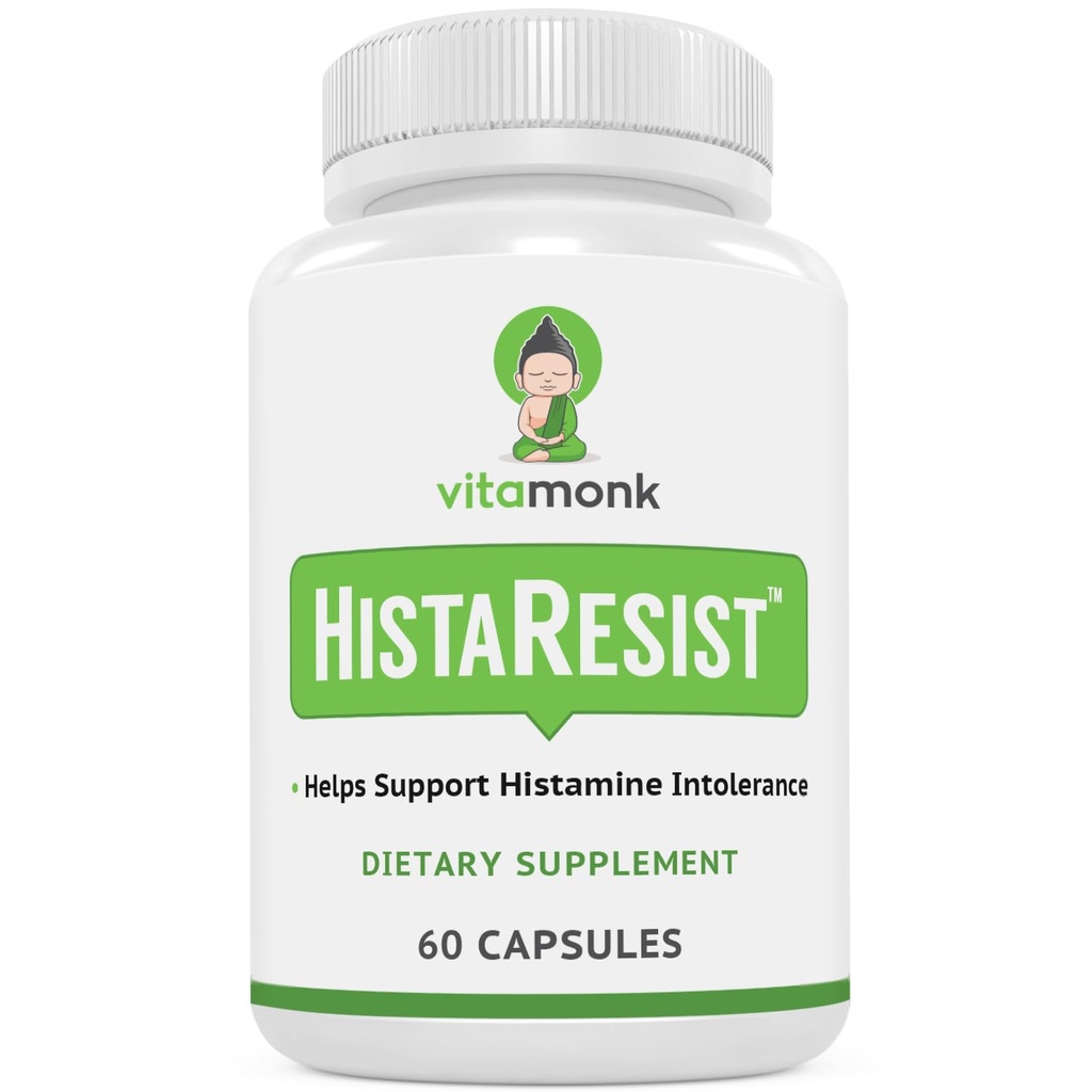 VitaMonk Histamine Blocker for Histamine intolerance - HistaResist - DAO Enzyme Supplement Optimal Dose of Diamine Oxidase to Help Shield Histamine for Smooth Digestion - 60 Capsules