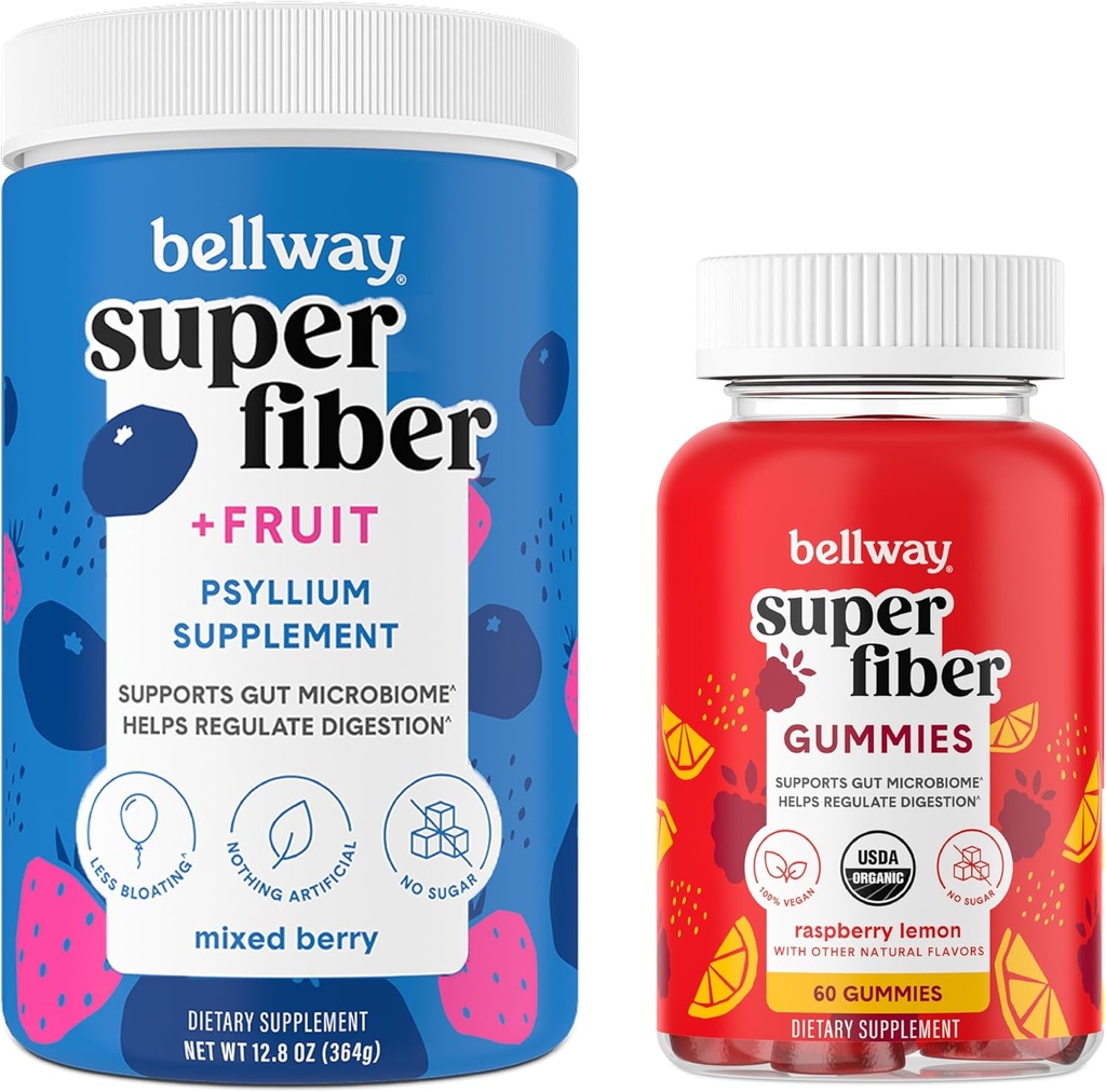 Bellway Super Fiber σκόνη + φρούτα, μικτή Berry Super Fiber Gummies
