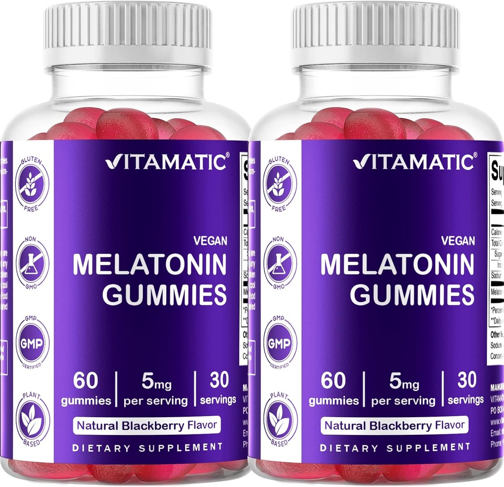 Vitamatic Melatonin Gummies - (2.5 mg 5 mg & 10 mg Dos) - 60 Kont Her - (Pack of 2)