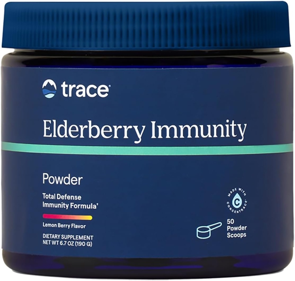 Trace Minerals Elderberry Immunity - Health Support Drink Supplement with Elderberry - Antioxy Supplement to Support Cell Integrity & Heart Health - Lemon Berry, 6.7 oz (50 hizmet)