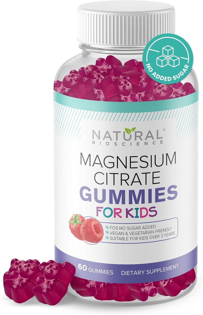 Calm Kids Magnezyum Citrate Gummies - Sleep Support, Chewable Kids Magnezyum 100 mg, Stres Yardımı, Bone Health, Muscle Relaxation, Non-GMO Gluten-Free, Natural Flavor 60 Vegan Gummies