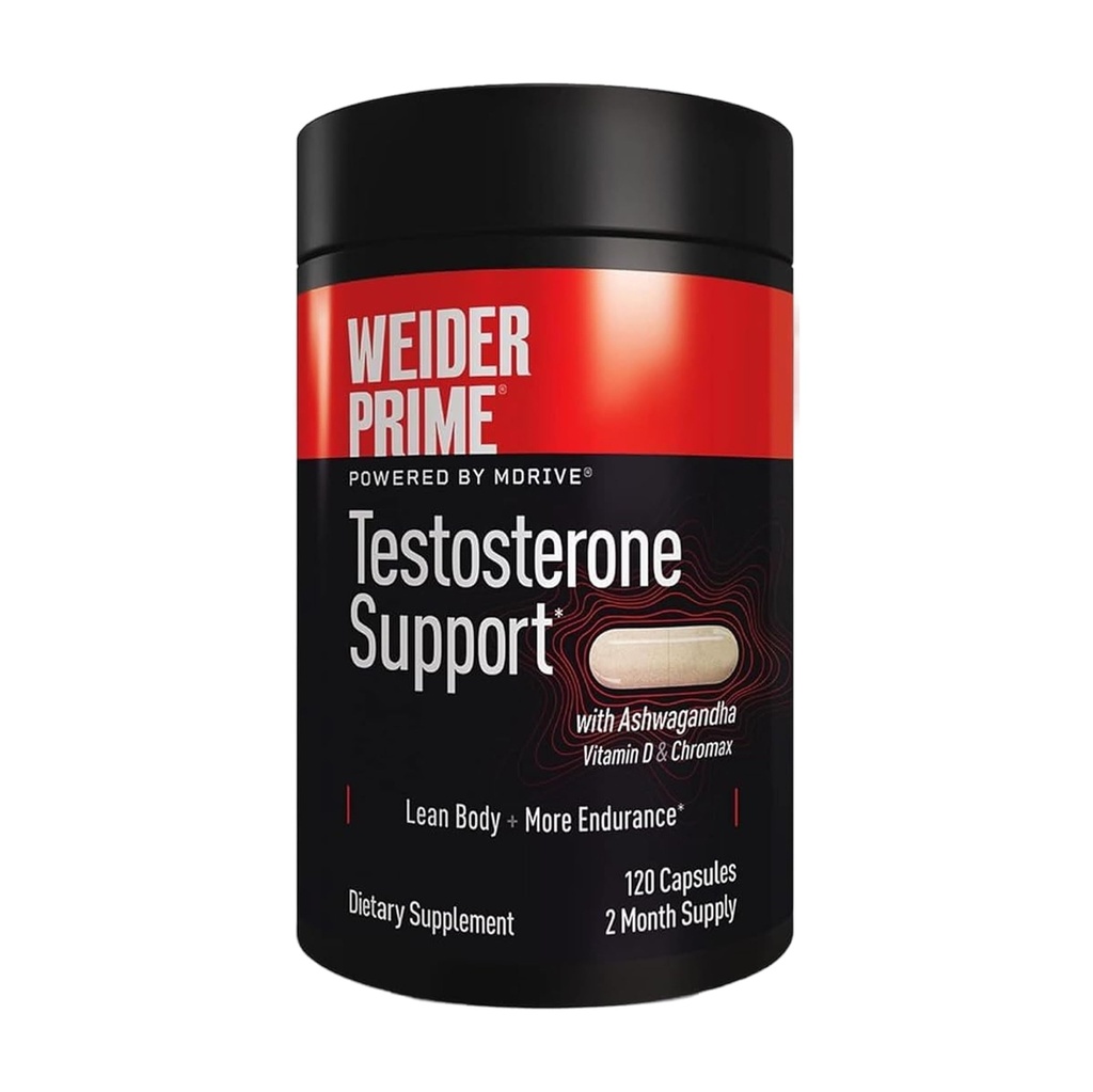 Prime testosteron Support - Erkeklerin Beslenmesi - Vitaminler ve Minerallerle Zenginleştirildi - Ashwagandha, Chromax Chromium, Bioperine & çinko - Gluten Free - 120 Capsules