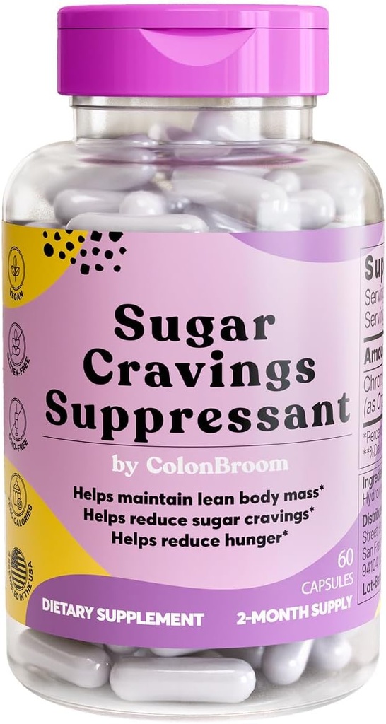 KolonBroom Chromium Picolinate 200 Live - Kolon Broom Anti Sugar Craving Suppressant - 60 Capsules, Vegan, Gluten Free, Non-GMOMO