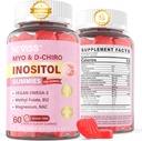 Myo-Inositol & D-Chiro Inositol Gummies Sugar Free, Ideal 40:1 Kadın için Inositol Supplement /Vegan Omega-3, D3, Magnezyum, Metil Folate, B12, Inositol Multivitamin for Women's General Health