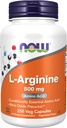Şimdi Gıdalar Tamamlıyor, L-Arginine 500 mg, Nitrik Çimento Precursor*, Amino Asit, 250 Veg Capsules
