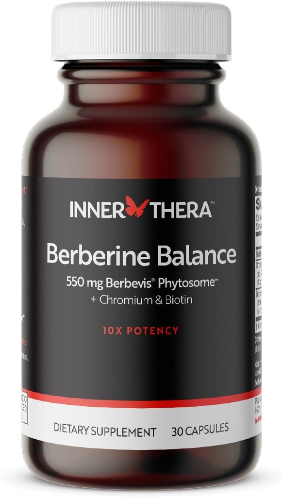 Berberine, 550 mg Patented Berbevis Berberine Phytosome Plus Biotin ve Kromium, Gelişmiş Aborpsiyon, Gluten-Free, Vegan, 30 Veggie Caps