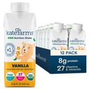 KATE FARMS Organik Çocuk Beslenme Shake, Vanilla, 8g protein, 27 Vitamin ve Minerals, Meal Change Drink, Protein Shake, Gluten Free, Non-GMO, 8.45 Fl oz (Brook of 12)