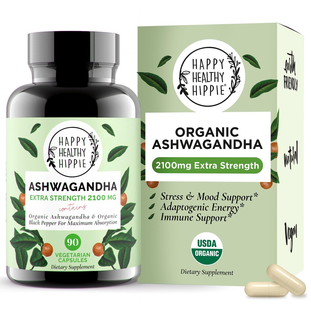 Organik Ashwagandha Capsules 2100 mg – Stres Yardım Tamamı – Ekstra Güçlü,% 100 Herbal, Enerji, Mood & Cortisol Manager, Siyah Pepper'ı Yüksek Absorpsiyon için içerir – Non-GMO, 90 Ct