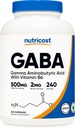 Nutricost GABA (Gamma Nitrobutyric Acid) + Vitamin B6, 500 mg per Service, 240 Capsules