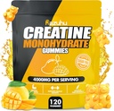 Γευστική κρεατίνη μονοϋδρική Gummies Ζάχαρη Δωρεάν, Προ προπόνηση Συμπληρώματα κρεατίνης Gummies για άνδρες & γυναίκες, Συμπληρώματα Gym, Υποστηρίζει μυϊκή ανάπτυξη, ανάκτηση, Strength, Energy Boost (120 Count)-Mango